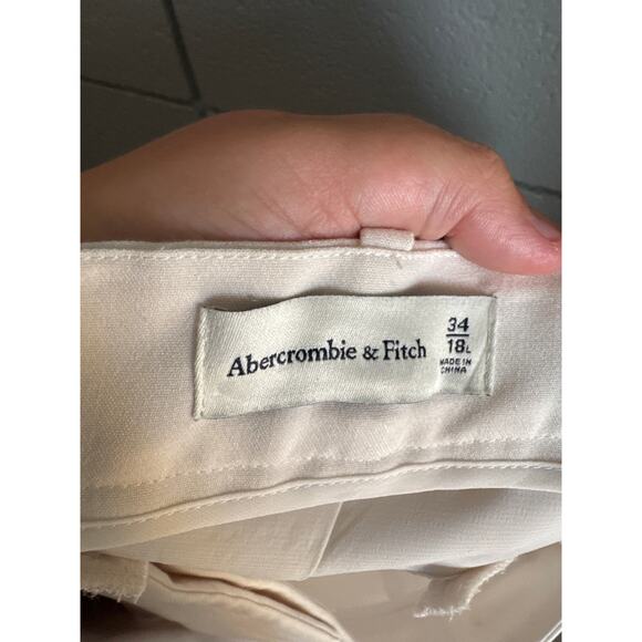 Women's Abercrombie & Fitch Mid Rise Tailored Straight Pant size 18L in Cream - Picture 5 of 6